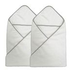 Polyte Premium Hypoallergenic Microfibre Hooded Baby Bath Towel, 91 x 91 cm, 2 Pack (White)