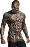 TSLA Men's UPF 50+ Mock Long Sleeve Compression Shirts, Athletic Workout Shirt, Base Layer for Water Sports, Athletic Face Mask Hunting Camo, Small