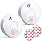 Smoke Alarm with 10 Year Sealed Battery, Fire Alarm with LED Indicator Test/Silence Button Standards,for Home, School,Office Conforms EN14604 Standards，2 Piece