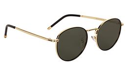 VoyageUV Protected Round Unisex Sunglasses - (1915MG3624Z | Green Lens | Gold Frame)