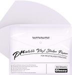 Premium Printable Vinyl Sticker Paper - for Inkjet and Laser Printer - 55 Pack Glossy White Waterproof Inkjet Printable Vinyl - Dries Quickly and Holds Ink Beautifully JANDJPACKAGING