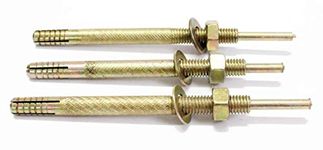 Easy Set Zinc Plated Pin Drive Expansion Bolts-Hammer Strike Pin Anchor Bolts- in Variable Sizes (8mm X 100mm), Pack of 20 PCS (Gold), pin fasteners, pin type fasteners