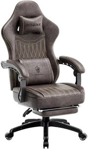 Dowinx Gaming Chair Breathable PU Leather Gamer Chair with Pocket Spring Cushion, Ergonomic Computer Chair with Massage Lumbar Support,Adjustable Swivel Task Chair with Footrest(Brown)