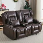 SAMERY 65.5" RV Loveseat Recliner Double Recliner RV Sofa & Console | Wall Hugger Reclining RV | RV Theater Seats | RV Couch | RV Theater Seating | RV Furniture, Home Theater Seating