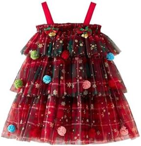Girls Christmas Tutu Dress Sleeveless Layered Tulle Dress Little Girl Princess Dresses Christmas Outfit Photoshoot