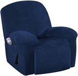 Smarcute Velvet Recliner Cover Sofa Slipcover Plush Couch Cover Strapless Sofa Furniture Protector, High Spandex Slipcover/Lounge Cover, Slip Resistant (Navy, 1 Seater)