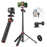 UURIG 52" Extendable Phone Tripod with Remote Selfie Stick 360° Ball Head Camera Tripod with 2 in 1 Phone Clip Cell Phone Stand for iPhone 14/13/12 Pro Max/Samsung/GoPro/Camera