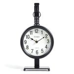 Lily's Home Hanging Mantel Clock, Vintage Desk and Table Decor, Perfect for Living Room Decor, Home Desk, Kitchen and Farmhouse Decor, Non-Ticking, Battery Operated. 14"" Tall, SW1586