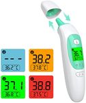 Ear Thermometer, Digital Forehead Thermometer for Adults Children Baby, KKmier Non Contact Medical Temperature Thermometer for Home Use with 3 Color Fever Alarm, CE Certificated