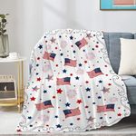 Ishanaten Cute Flag Patriotic Blankets Independence Day 4th of July Blanket Gifts, Ultral Soft Blue Red White Lightweight Flannel Blankets Throw for Home Sofa Bed Chair 40"x50" for Kids