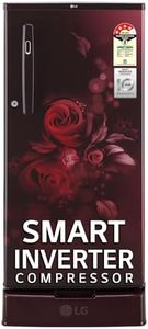 LG 185 L 4 Star Inverter Direct-Cool Single Door Refrigerator (GL-D199OSEY, Scarlet Euphoria, Base stand with drawer)