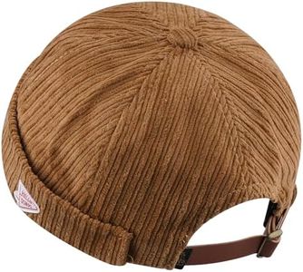 CLAPE Brimless Beanie Hat Corduroy Watch Cap Rolled Cuff Docker Cap Leon Skull Harbour Hat Unisex