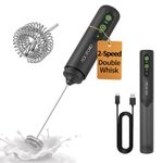 CIRCLE JOY 2-Speed Rechargeable Milk Frother Hanheld, Dual Coil Whisk Head Electric Coffee Frother, Portable Hand Frother Wand Drink Mixer for Matcha Lattes Cappuccino