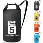 Invool Dry Bag, 5L/10L/20L/30L Waterproof Dry Bag, Dry Sack with Adjustable Shoulder Strap for Hiking, Swimming, Rafting, Surfing, Cycling, Camping, Fishing (Black), (DB1)