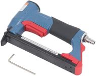 FS8016 Pneumatic Staple Gun Professional Non Slip Handle 21 Gauge 140 Nails 1/4in Air Inlet Upholstery Stapler Cylinder Hat Design for Woodworking Carpentry Construction