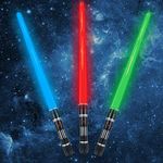 3 Pack 3 Colors Light Up Saber with FX Sound(Motion Sensitive) and Realistic Handle for Kid, Expandable Light Swords Set for Halloween Dress Up Parties, Xmas Present, Galaxy War Fighters and Warriors