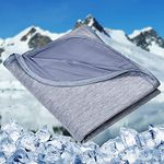 HOMFINE Cooling Blanket for Night Sweats Cool Throw Blanket with Japanese Q-max>0.45 Double-sided Cooling Fiber Lightweight Soft Blanket for Summer Absorb Heat and Stay Cool, Blue, 230x270cm