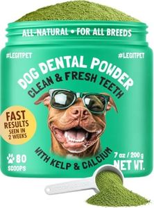 Dog Dental Powder for Teeth Cleaning Plaque Off & Tartar Control Fresh Breath Treatment with Kelp & Calcium Reduce Canine Bad Breath Natural Ingredients All Breeds & Ages 80 Scoops