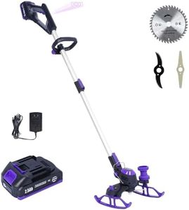 Cordless Weed Wacker, 5.2lbs Ultra Light, 60 Min Edger & Mower Combo, 3 Blades (Nylon+Steel+Pruning Saw) for Yards/Driveways/Garden (One Battery)