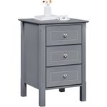 Yaheetech Bedside Table Modern Bedside Cabinet Wooden Nightstand with 3 Drawers, Side Table Storage Unit for Bedroom/Living Room/Hallway/Small Space, 40x40x60cm, Dark Grey