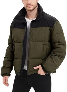 Flygo Men Puffer Jacket Winter Coats Water Resistant Long Sleeve Zip Up Lightweight Quilted Down Jackets(ArmyGreen-XXL)