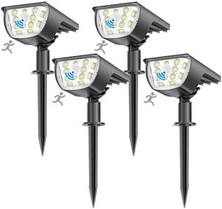 SIGRILL Lampe Solaire Exterieur Jardin,IP65 Étanche Lampe Solaire Exterieur Detecteur de Mouvement,3 Modes Lumiere Solaire Exterieur,Blanc Froid Spot Solaire Exterieur pour Jardins, Chemins