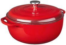 Lodge 7.38 litre / 7.8 quart Cast Iron/Porcelain Enamel Dutch Oven/Casserole Dish, Red