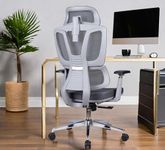 MRC EXECUTIVE CHAIRS ALWAYS INSPIRING MORE Bravo Ergonomic Office Chair Mesh High Back Home Computer Chair With Auto Lumbar Support, 3D Armrests, Multi-Tilt Lock Mechanism & Chrome Base - Grey