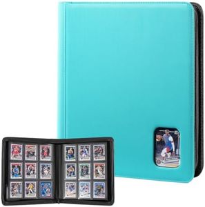 ProCase Top Loader Binder, 9 Pocket Holds 324 Toploaders, Waterproof PU Leather with Non-PVC Pockets for Trading Cards or Sports Cards, Compatible with TCG, MTG in 3"x4" Toploader -Lightblue