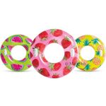 107cm Inflatable Water Float Swimming Pool Ring with 2 Sturdy Handles & Fruity Graphics for 9+ Year Olds | Picture Perfect Tropical Fruit Tubes | Swim Ring for Cool Aesthetic & Parties - Pack of 1