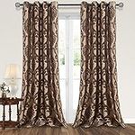 NAPEARL Brown Damask Curtains-Luxur