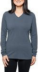 Insect Shield Women's UPF Dri-Balance Long Sleeve V-Neck T-Shirt, Titanium, Large