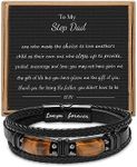 𝗚𝗶𝗳𝘁𝘀 𝗳𝗼𝗿 𝗠𝗲𝗻 𝗟𝗲𝗮𝘁𝗵𝗲𝗿 𝗕𝗿𝗮𝗰𝗲𝗹𝗲𝘁 With Tigers Eye, Father's Day Christmas Anniversary Birthday Gifts for Son Husband Grandson Boyfriend Brother Dad Love You Forever Bracelets for Men, 8.5 inches,