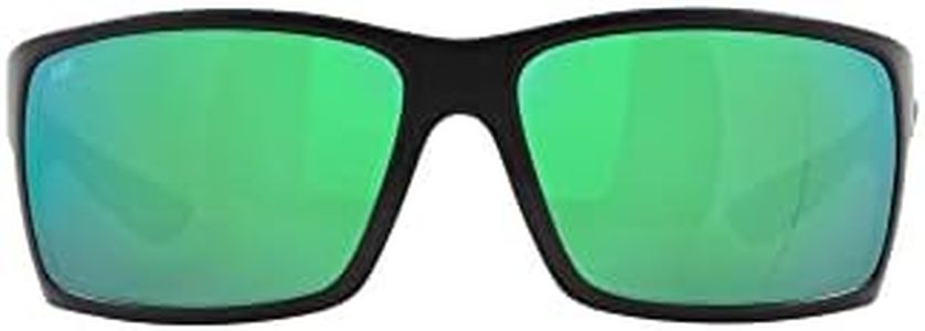 Costa Del Mar Men's Reefton Rectangular Sunglasses, Blackout/Green Mirrored Polarized 580g, 64 mm