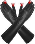 Harssidanzar Long Leather Gloves Womens,Women's Elbow Long Opera Vintage Genuine Leather Gloves GL014, Black(touchscreen,upgrade), X-Small