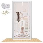 Cat Screen Door, MYPIN Upgraded 31.5X82” Heavy Duty Magnetic Screen Door for Cats Anti-Mosquito Door Curtain Pet Fly Screen Door with Bilateral Zipper, Prevent Dogs Cats Running Out from Home(S)