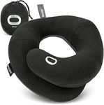 BCOZZY Neck Pillow for Travel Provides Double Support to The Head, Neck, and Chin in Any Sleeping Position on Flights, Car, and at Home, Comfortable Airplane Travel Pillow, Size X- Large, Black