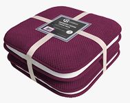 Casabella Memory Foam Chair Cushion Non Slip Back, Round Square Honeycomb Pattern Set of 4 Chair Pads,Durable Seat Cushion for Dinning Chairs, Office Desk & Patio-16x16 Purple Memory Foam Seat Cushion