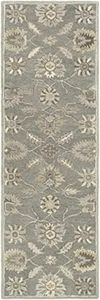 BoutiqueRugs Beige Traditional Wool 3x12 Runner Rug Hand Tufted Charcoal Taupe Black Tan Floral Dulles Hallway Kitchen Corridor Stairway Laundry Room Stain Resistant Non-Shedding Pet Friendly