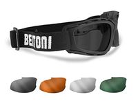 BERTONI Motorcycle and Extreme Sports Goggles with 4 Interchangeable Lenses included - AF120B Motorcycle Padded Glasses