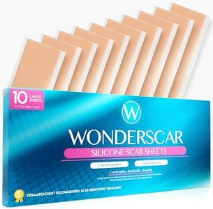 WONDERSCAR™ 10 Large Silicone Scar Sheets (5.7" x 1.6") Medical Grade Recovery Treatment. Keloid Bump Tape. Removal of C-Section, Burn, Stretch Marks, Acne. Reusable Gel Strips with Stick Pad Patches