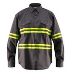 Just In Trend Premium High Visibility Hi Vis Reflective Safety Work Shirts - Long Sleeve (3X-Large, Dark Grey)