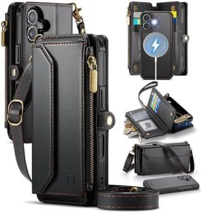 Strapurs for iPhone 17 Detachable Wallet Case Compatible with Magsafe for Women, RFID Blocking 9-Card Holder Zipper Wrist Strap Lanyard PU Leather Magnetic Phone Case for iPhone 17 6.3", Black