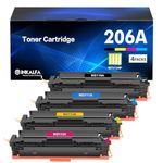 inkalfa 206A Toner Cartridges 4 Pack 206X (with Chip) Compatible Replacement for HP 206A 206X for HP206A W2110A W2110X Work for HP Color Pro MFP M283fdw M283cdw M283 Pro M255dw Printer Ink High Yield