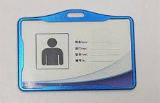 ELEGANTE i Cards-Natural Hard Metal (Aluminum Alloy) ID Card Holder/Badge for Office ID Cards (Horizontal) (Pack of 10pcs, Blue)