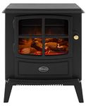 Dimplex Brayford Optiflame Electric Stove, Black Free Standing Wood Burner Style Fire with Artificial Logs, LED Flame Effect, 2kW Adjustable Fan Heater and Remote Control