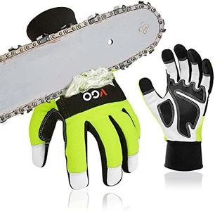Vgo... Chainsaw Gloves,12-Layer Chainsaw Protection on Both Hands Back,Safety Goat leather Work Gloves,Mechanic Gloves(1 Pair,Size M,Hi-Viz Green, GA9810CS)