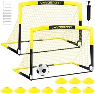 Kids Soccer Goal Set, 2 of 4x3 ft Soccer Goals for Backyard, Portable Pop Up Soccer Nets Training Equipment with Soccer Ball, Ladder and Cones, Soccer Net for Family Kids Youth Outdoor Sports Games