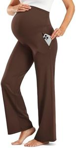 Maternity Pants Over The Belly Yoga Dress Work Pregnancy Pants Stretchy Lounge Workout Wide Leg Trousers with Pockets