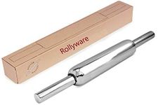 Rollyware Premium 100% Stainless Steel Smooth Rolling Pin/Belan for Baking, Doughs, Breads, Chapati - Slim, Non Stick, Lightweight with Better Grip & Easy to Wash (Steel BELAN)